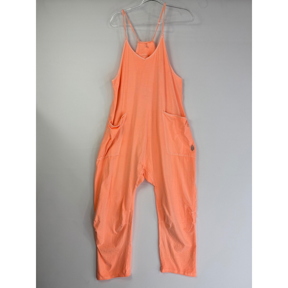 FP Movement Hot Shot Jumpsuit Women Size Small Orange Slouchy Pockets 13199